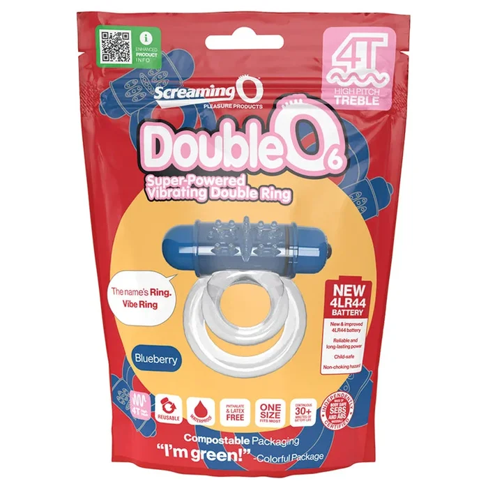 Screaming O 4T Tickle & Tease DoubleO 6 Vibrating Ring – Blueberry