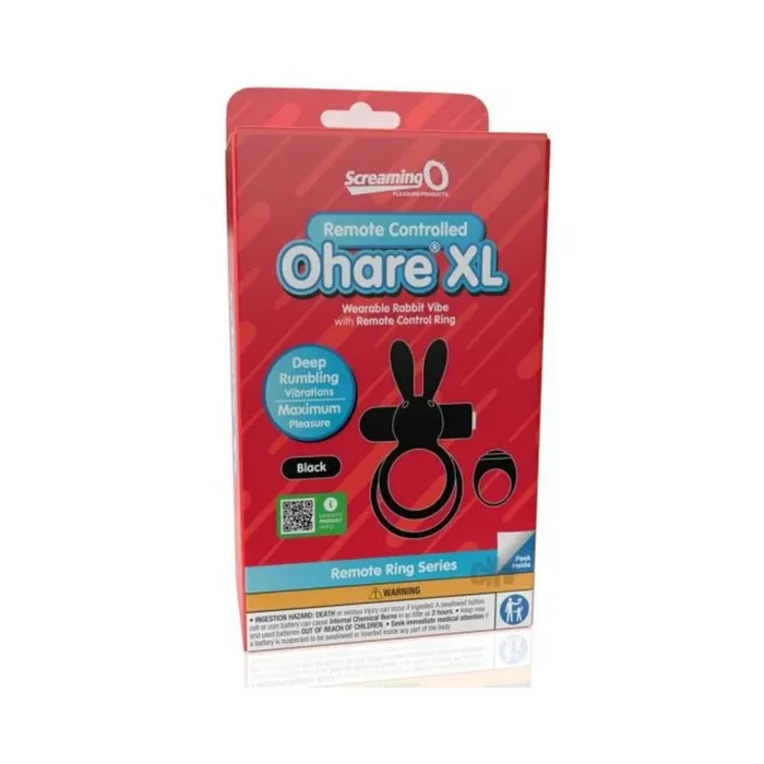 Screaming O Ohare Remote Controlled Vibrating Ring – Xl Black