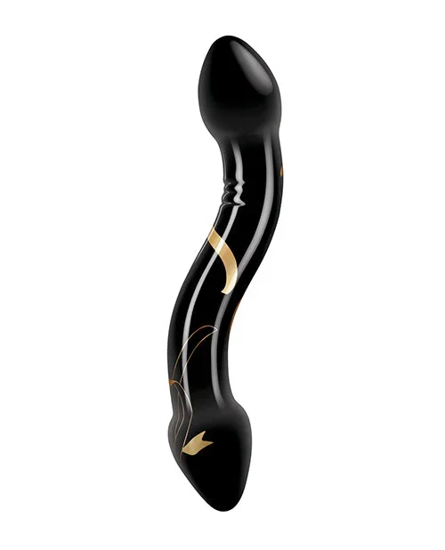 Secret Kisses 7.5″ Handblown Double Ended Dildo – Black/Gold