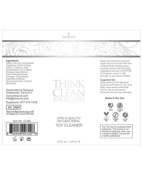 Sensuva Think Clean Thoughts Toy Cleaner – 4.2 oz