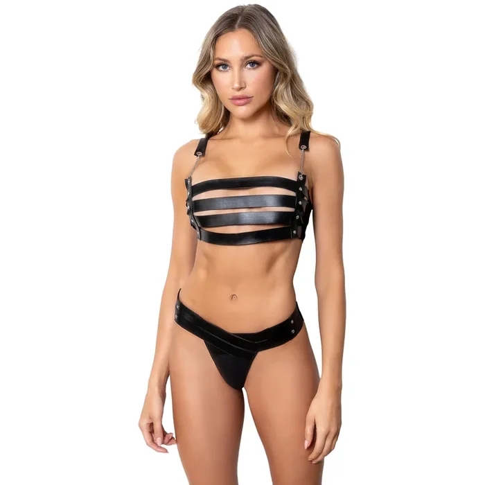 Seven ’til Midnight Black Vegan Leather Bra and Panty