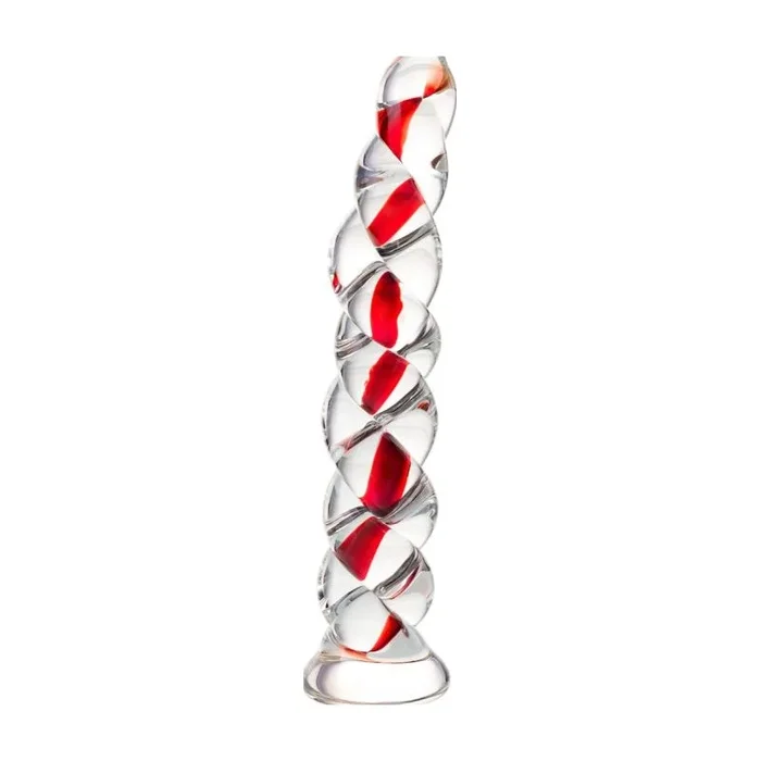 Sexus Glass Ribbed Dildo – 18.2cm Red