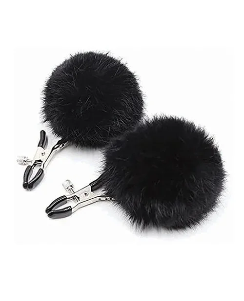 Sexy AF Nipple Clamps – Black Puff Ball