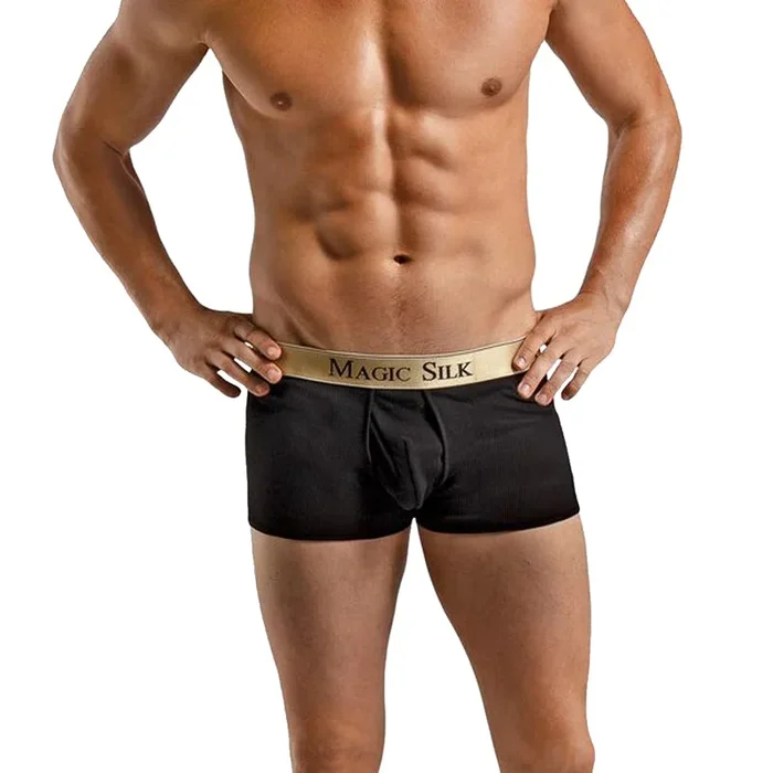 Silk Rib Pouch Short Black Medium