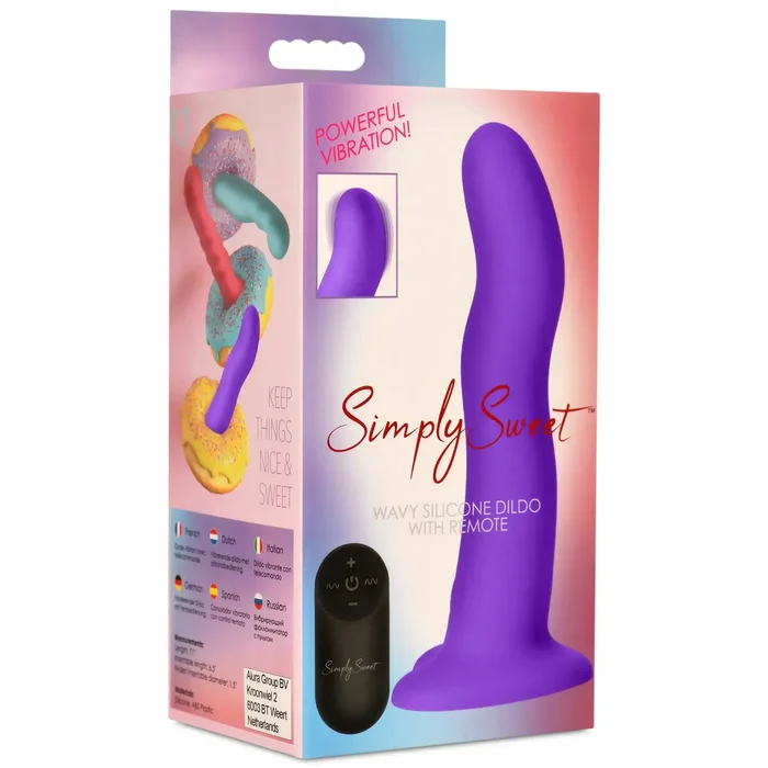 Simply Sweet 21X Vibrating Wavy R/C Silicone Dildo – Purple