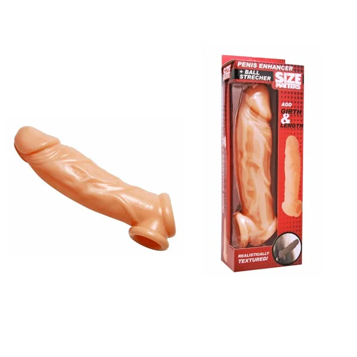 Size Matters Realistic Penis Enhancer And Ball Stretcher (White)