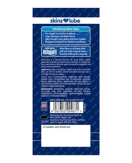 Skins Aqua Water Based Lubricant – 5 ml Foil