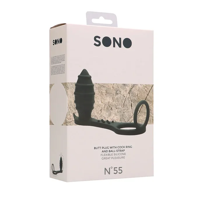 Sono No. 55 – Butt Plug with Cock Ring and Ball-Strap – Black