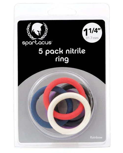 Spartacus 1.25″ Nitrile Cock Ring Set – Asst. Colors Pack of 5