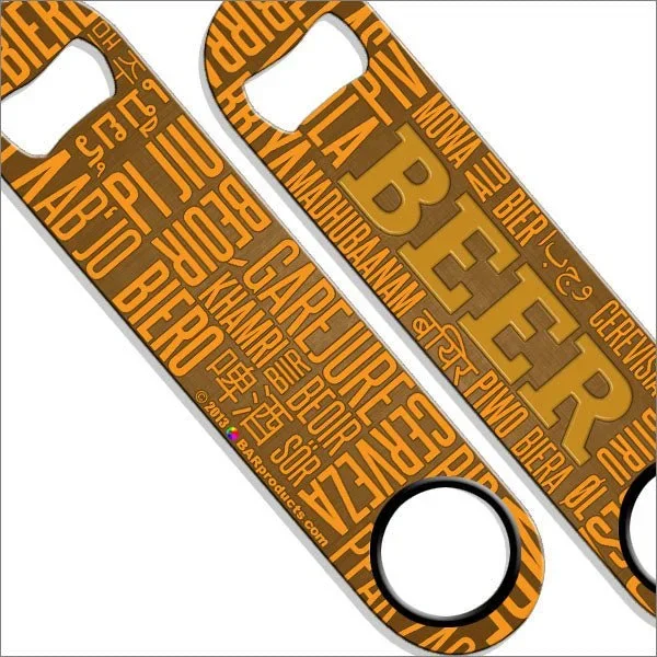 Speed Bottle Opener / Bar Key – Beer Word Collage