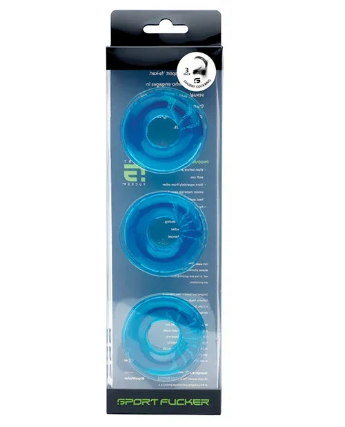 Sport Fucker Chubby Cockring Pack of 3 – Ice Blue