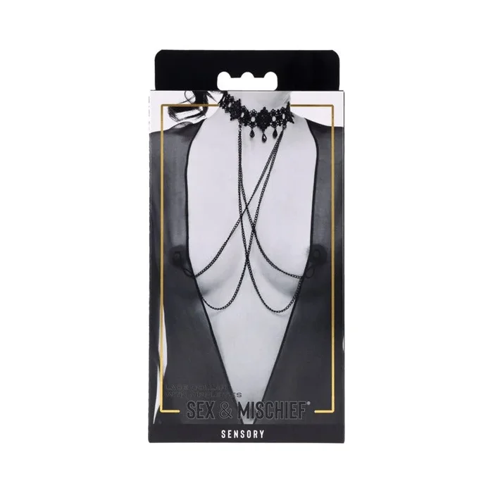 Sportsheets Sex & Mischief Lace Collar with Nipple Ties