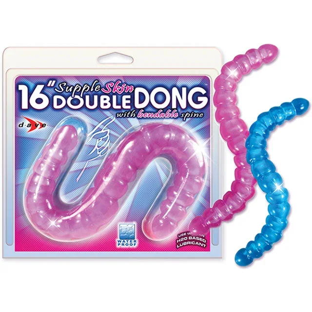 Supple Skin Double Dong 16 Inches Blue