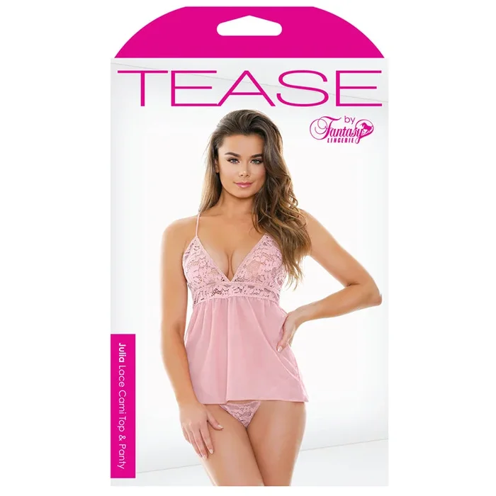 Tease Julia Lace Cami Top & Panty Tea Rose S/M