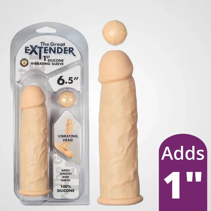 The Great Extender 1st Vibrating Penis Sleeve 6.5″ – White