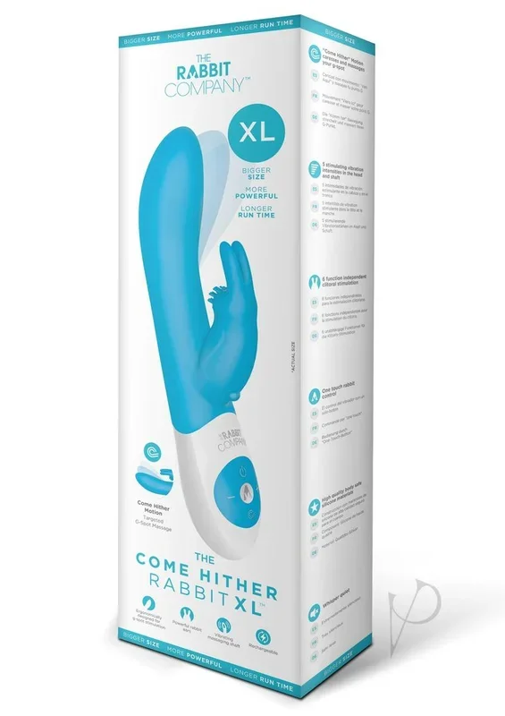 The Rabbit Company Come Hither Rabbit XL Silicone Vibrator Blue