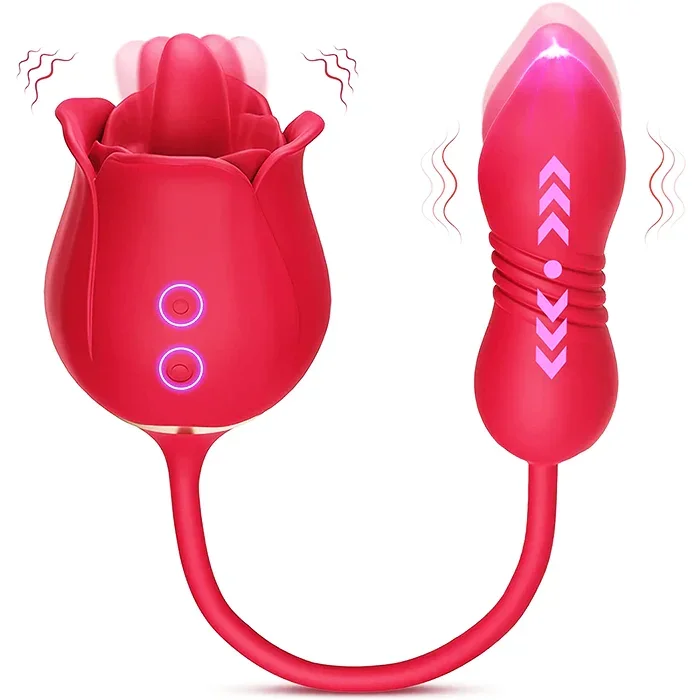Thrusting Rose Licking Vibrator Red