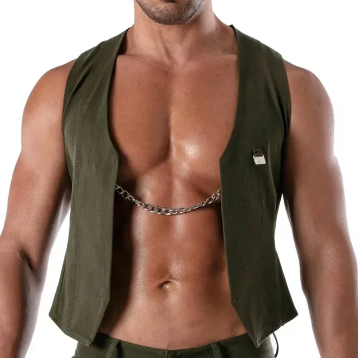 TOF Paris Patriot Chain Vest – Khaki – Size : XL