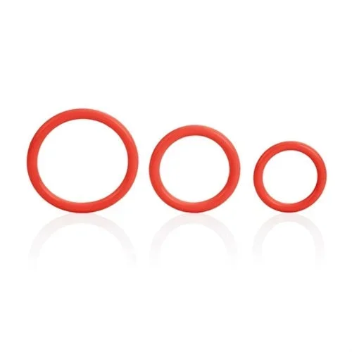 Tri Rings Red – Male Cock Ring Set Stretchy Sml / Med / Lrg