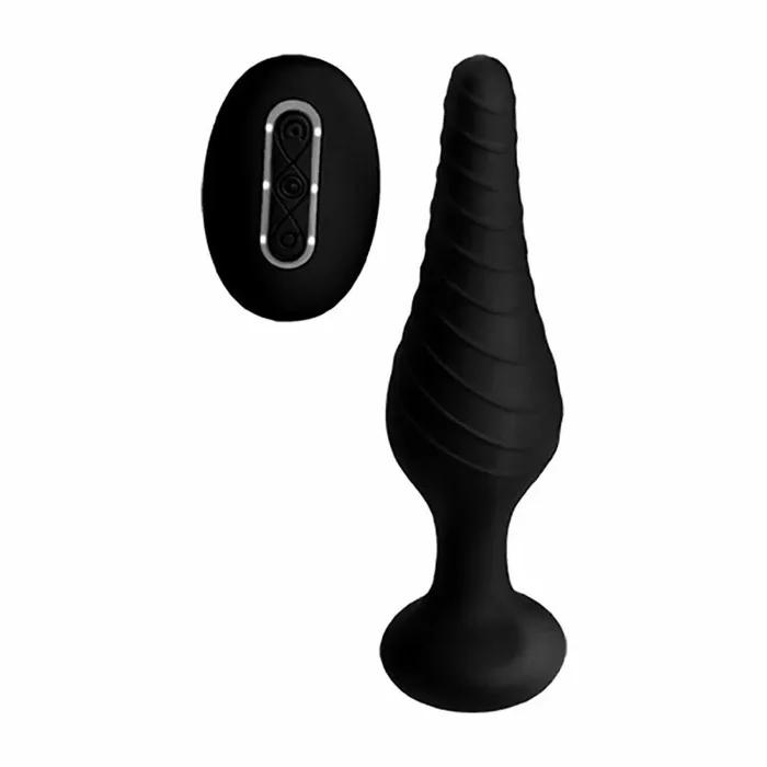 Under Control Silicone Vibrating Anal Plug with Remote Control – Black