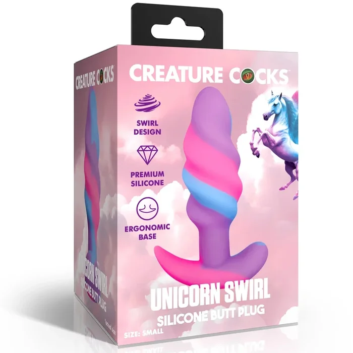 Unicorn Swirl Silicone Butt Plug – Small