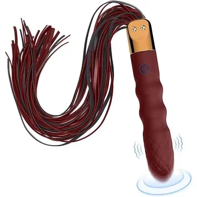 Vibrating Flogger With Dildo Handle Whip Toy