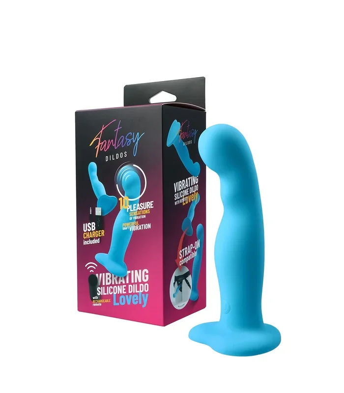 VIBRATING SILICONE DILDO “LOVELY” W/ REMOTE CONTROL