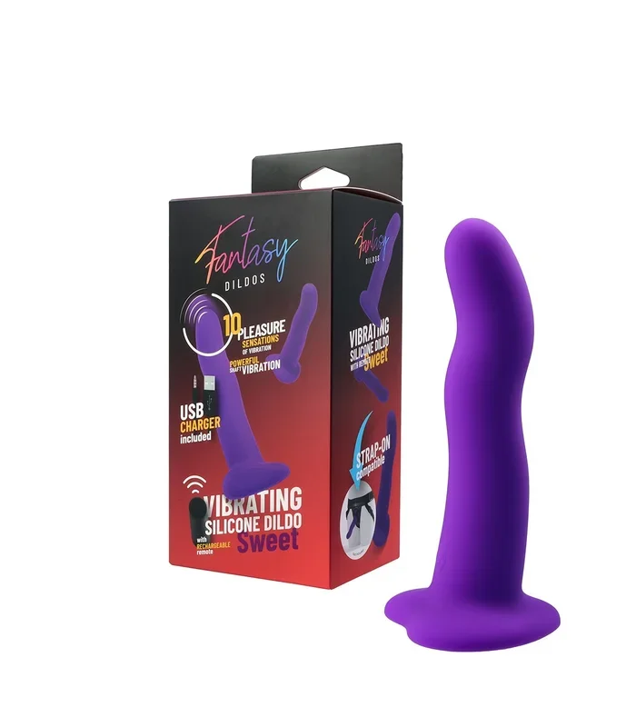 VIBRATING SILICONE DILDO “SWEET” W/ REMOTE CONTROL