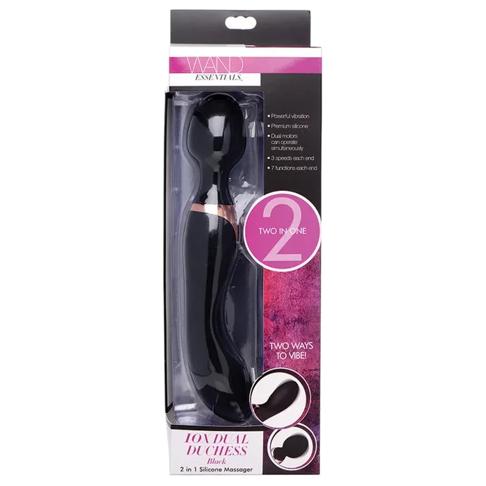 Wand Essentials 10X Dual Duchess 2-In-1 Silicone Massager – Black