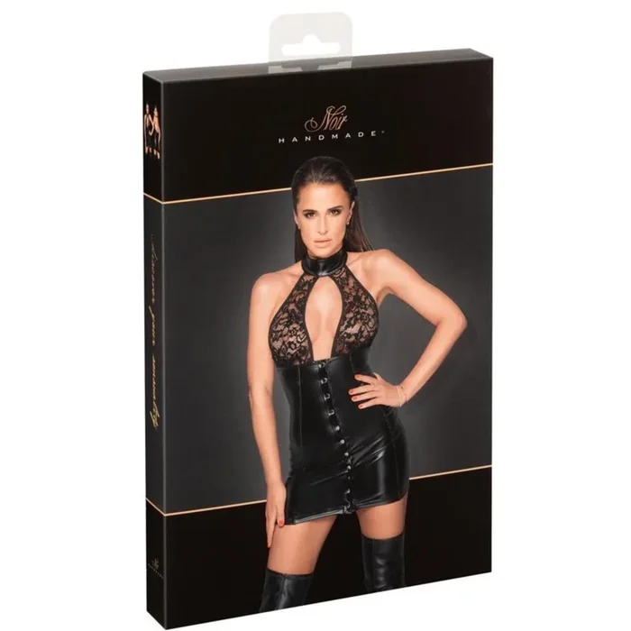 Wetlook Halter Neck Waisted Dress