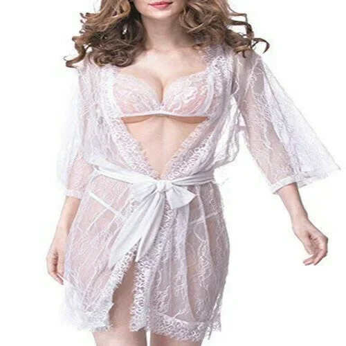 Women White Lace Sexy Sheer Lingerie