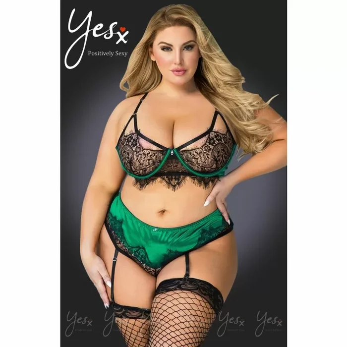 YesX YX957Q Black/Emerald Bra Set