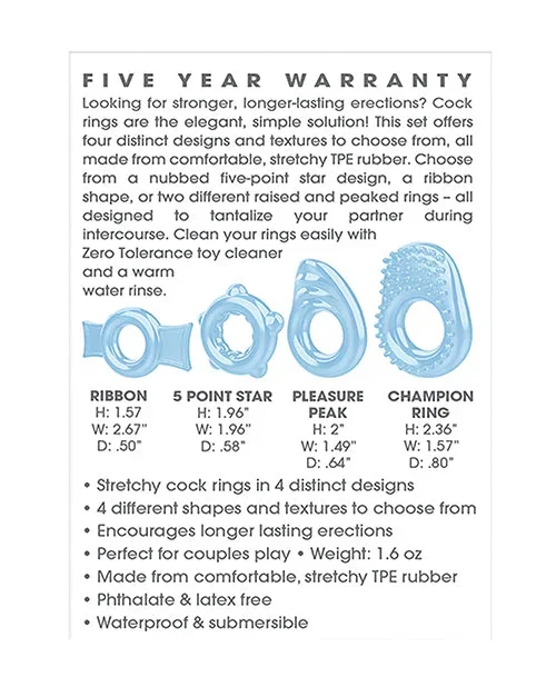 Zero Tolerance Ring a Ding Ding Set of 4 Cock Rings – Blue