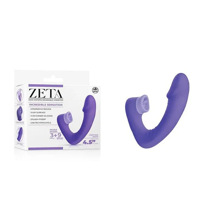 Zeta Duo Motor Wearable G-Spot Vibrator with Clit Licker – Purple