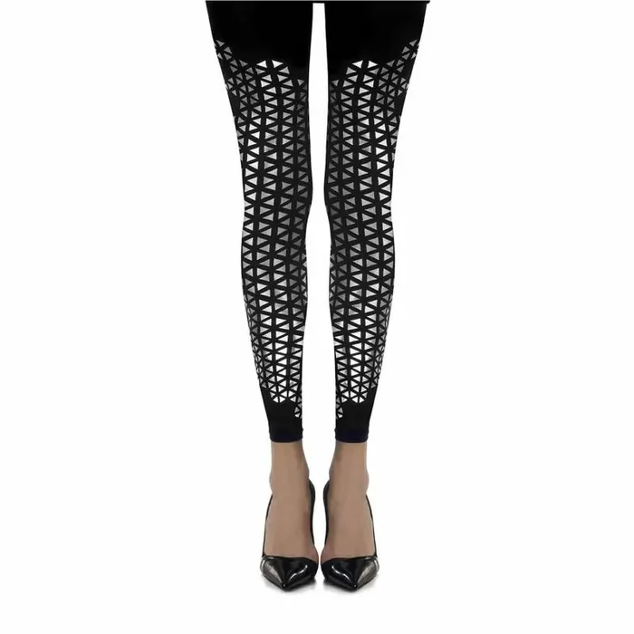 Zohara “Beat Goes On” Black Print Footless Tights