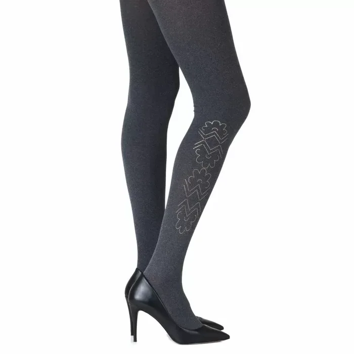 Zohara “Caught In The Metal” Heather Grey Print Tights