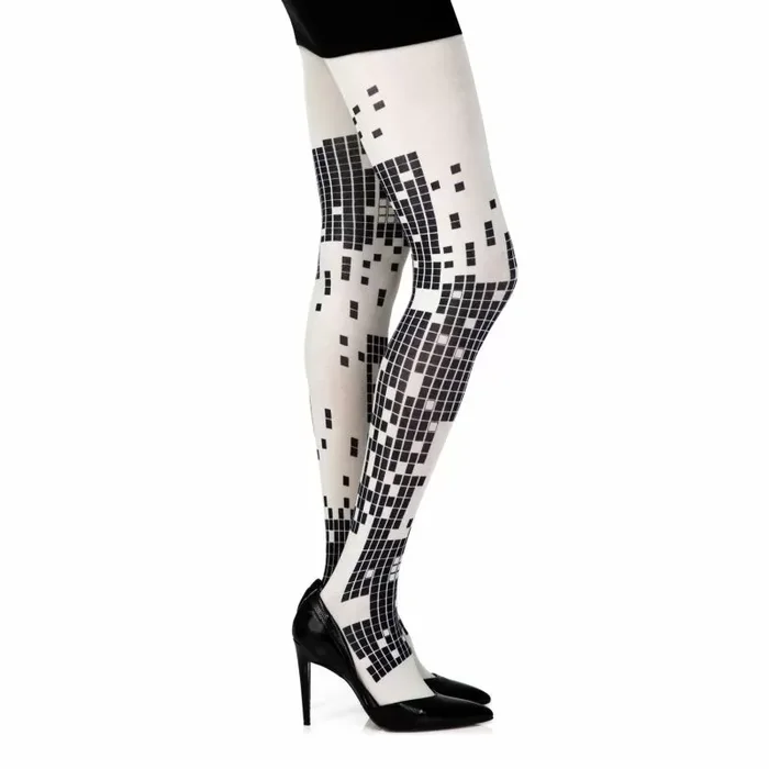 Zohara “Game Boy” Cream Print Tights